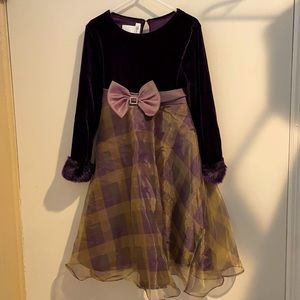 Bonnie Jean purple plaid holiday dress size 6
